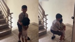 बड़े भाई के स्कूल से लौटने पर चहक उठी छोटा भाई, गले लगने को दौड़ पड़ा बाहर, Viral Video में दिखा भाइयों के बीच का प्यार