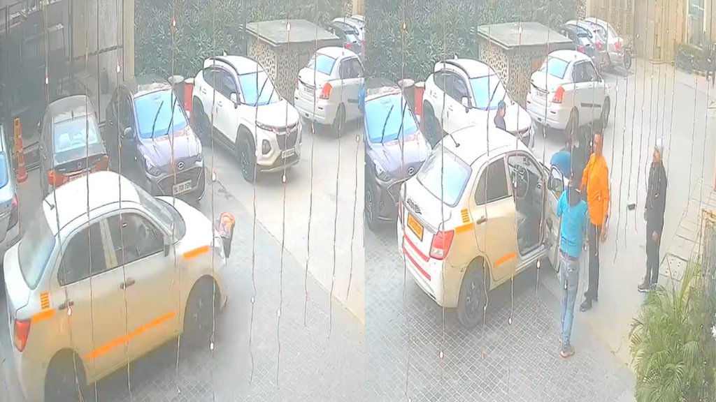 Greater Noida cab hits school boy in society CCTV