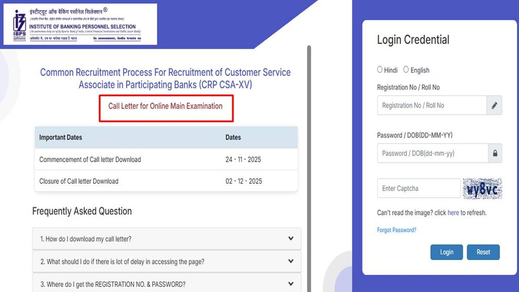 IBPS Clerk Mains, IBPS Clerk Mains Admit Card Out, ibps.in,