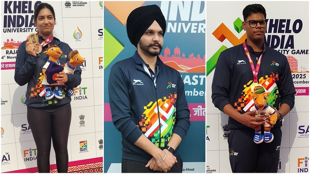 Khelo India University Games 2025, Sarabjot Singh, Mukesh Nelavalli, 10m air pistol,