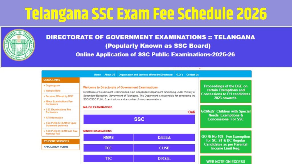 Telangana SSC Exam Fee Schedule 2026, TS SSC 2026 Exam Dates, Telangana SSC Revised Fee Dates, TS OSSC Fee Last Date, Telangana Board Vocational Exam Fee Telangana SSC Exam Fee Schedule 2026, TS SSC 2026 Exam Dates, Telangana SSC Revised Fee Dates, TS OSSC Fee Last Date, Telangana Board Vocational Exam Fee