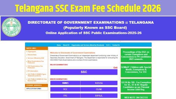 Telangana SSC Exam Fee Schedule 2026, TS SSC 2026 Exam Dates, Telangana SSC Revised Fee Dates, TS OSSC Fee Last Date, Telangana Board Vocational Exam Fee