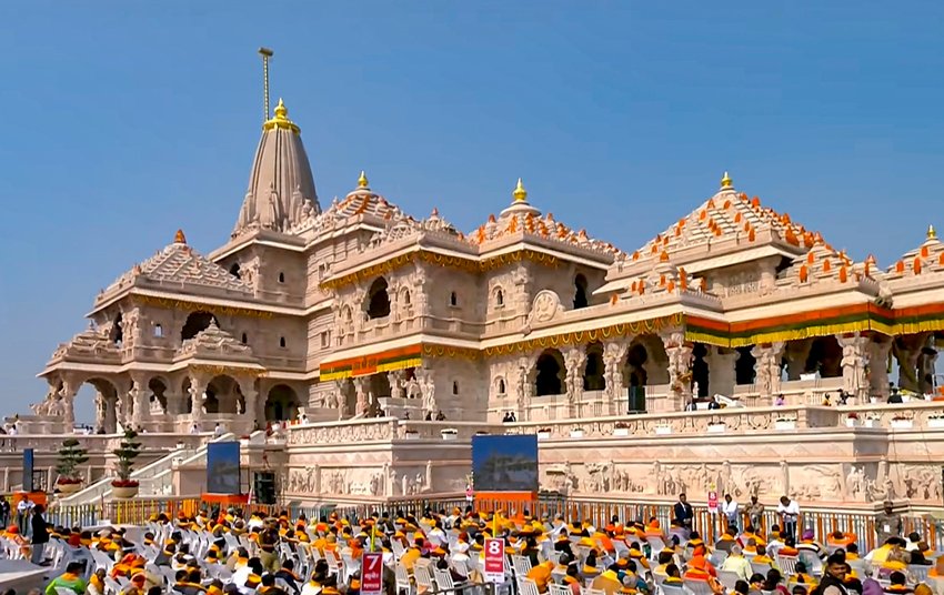 PM Modi and RSS Chief Mohan Bhagwat participate in the historic Dhwajarohan ceremony