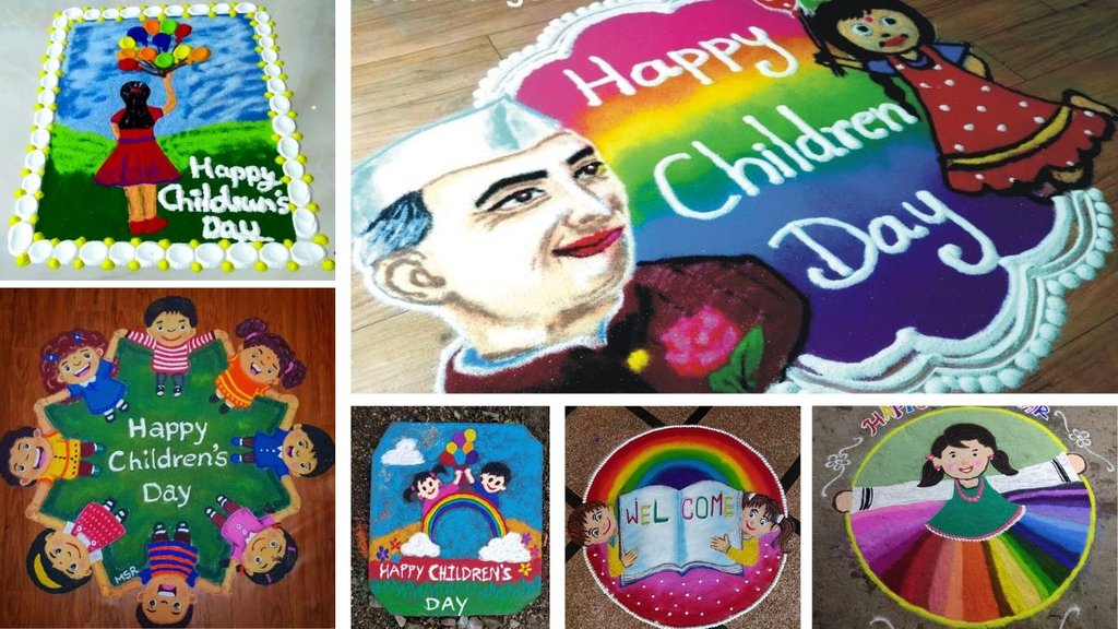 childrens day rangoli designs 2025 | childrens day rangoli for school | easy rangoli designs for college | bal diwas rangoli design ideas