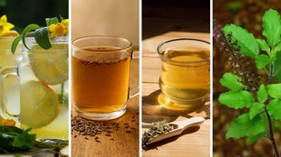 Lemon water, cumin water, tulsi water