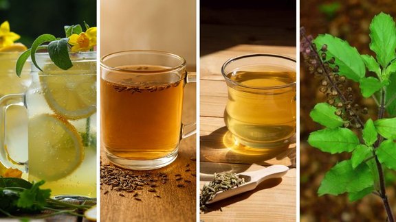 Lemon water, cumin water, tulsi water