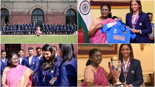 world champions indian women cricket team meet president of india draupadi murmu amanjot kaur pratika rawal medal confusion ends see photos