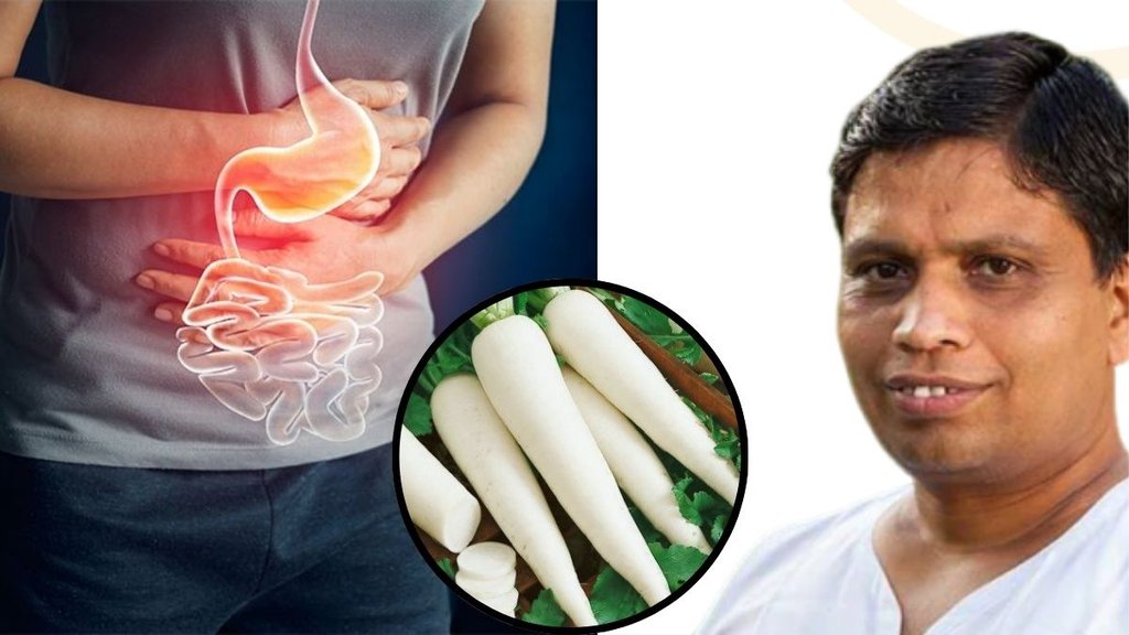 radish benefits for digestion, Acharya Balkrishna health tips, how to eat radish for better digestion, radish for sensitive stomach, ayurvedic benefits of radish, radish eating tips, digestive health foods, radish causes gas