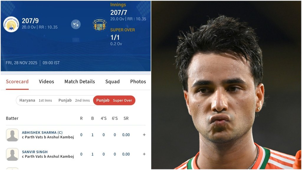 Abhishek Sharma, Syed Mushtaq Ali Trophy, Syed Mushtaq Ali Trophy 2025, Syed Mushtaq Ali, SMAT, SMAT 2025, Abhishek Sharma Punjab Captain, Abhishek Sharma Batting, Abhishek Sharma News, Punjab vs Haryana, SMAT Super Over, Syed Mushtaq Ali Trophy Super Over, T20 Super Over, Anshul Kamboj, Nishant Sindhu Abhishek Sharma, Syed Mushtaq Ali Trophy, Syed Mushtaq Ali Trophy 2025, Syed Mushtaq Ali, SMAT, SMAT 2025, Abhishek Sharma Punjab Captain, Abhishek Sharma Batting, Abhishek Sharma News, Punjab vs Haryana, SMAT Super Over, Syed Mushtaq Ali Trophy Super Over, T20 Super Over, Anshul Kamboj, Nishant Sindhu