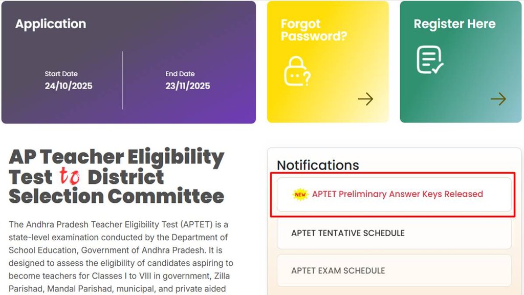 Andhra Pradesh TET, AP TET, Answer Key, AP TET Prelims,