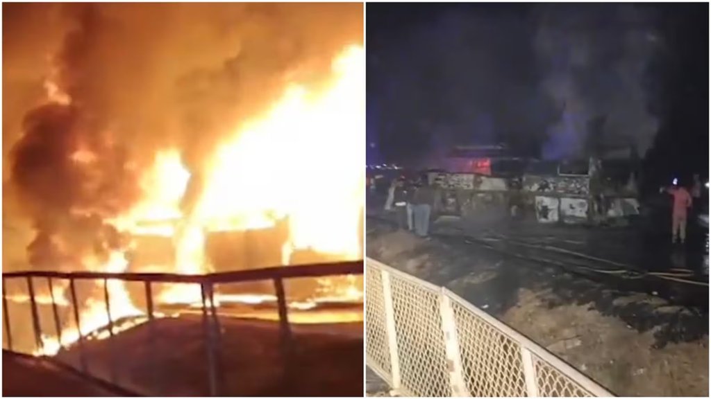 कर्नाटक बस हादसा: हिरियूर तालुक के गोरलाथु गांव के पास हुए इस भीषण हादसे में कम से कम 10 लोगों की मौत हो गई। (फोटो: PTI)