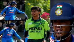 IND U19 vs PAK U19 Vaibhav Suryavanshi Ayush Mhatre Fight Pakistan Bowler Ali Raza heated argument