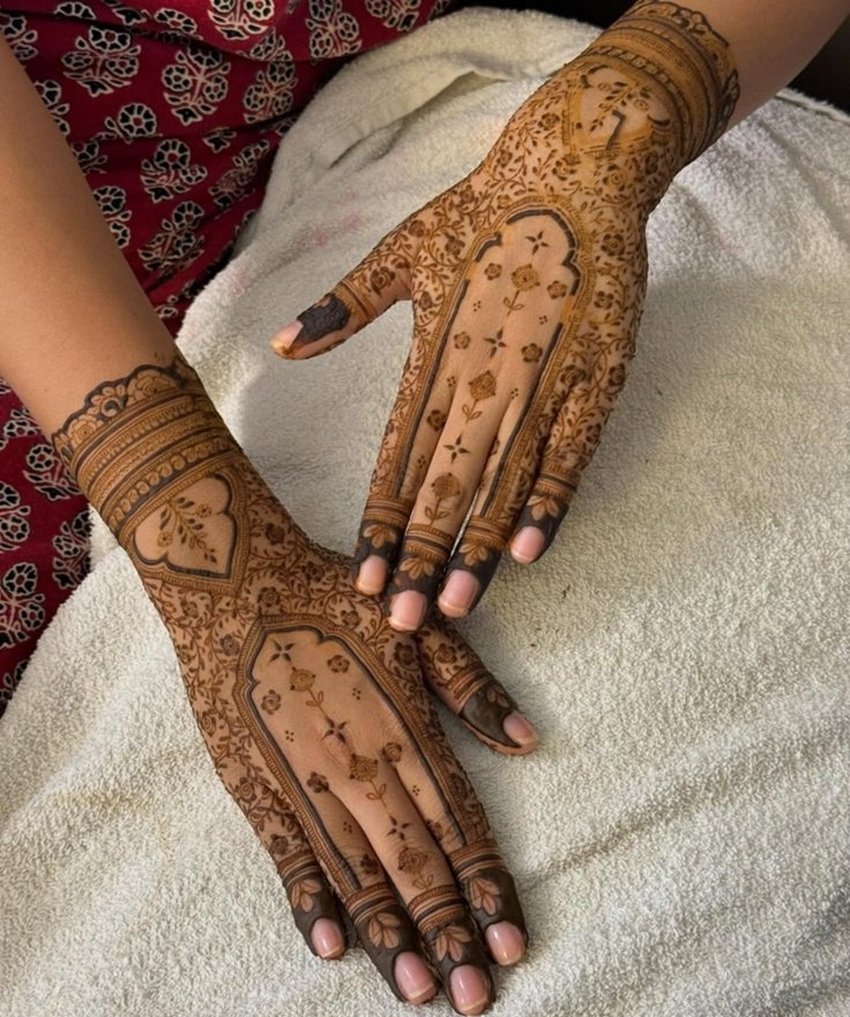 Best mehndi designs for Indo-Western dresses