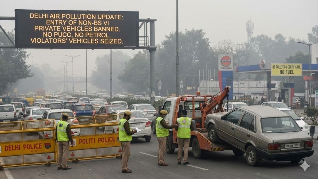 Delhi Air Pollution, BS VI Vehicle Ban, Delhi AQI News, PUCC Rule Delhi, GRAP Stage 4 Delhi Air Pollution, BS VI Vehicle Ban, Delhi AQI News, PUCC Rule Delhi, GRAP Stage 4