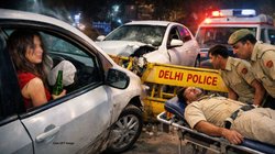 नशे की हालत में महिला ने पुलिस बैरिकेड में मारी टक्कर, पुलिस कांस्टेबल घायल