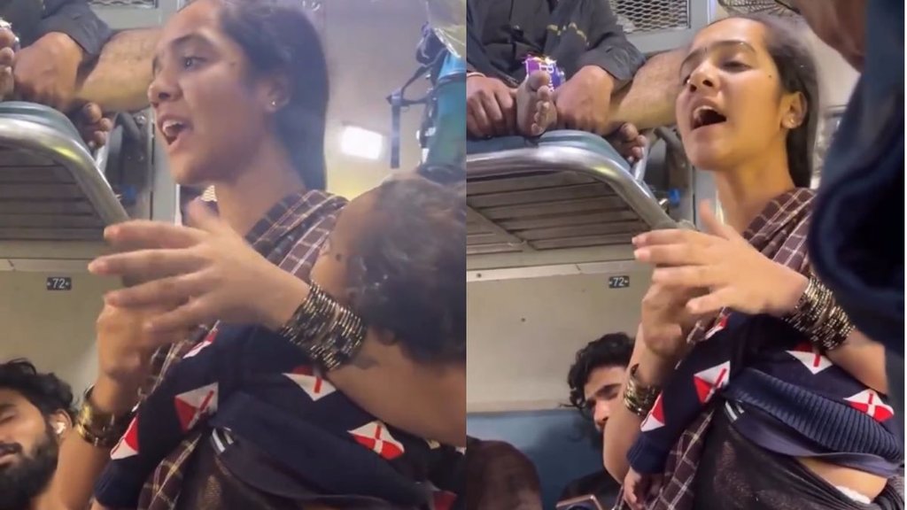 Heartbreaking Poor woman with baby sings in train for survival viral video wins hearts