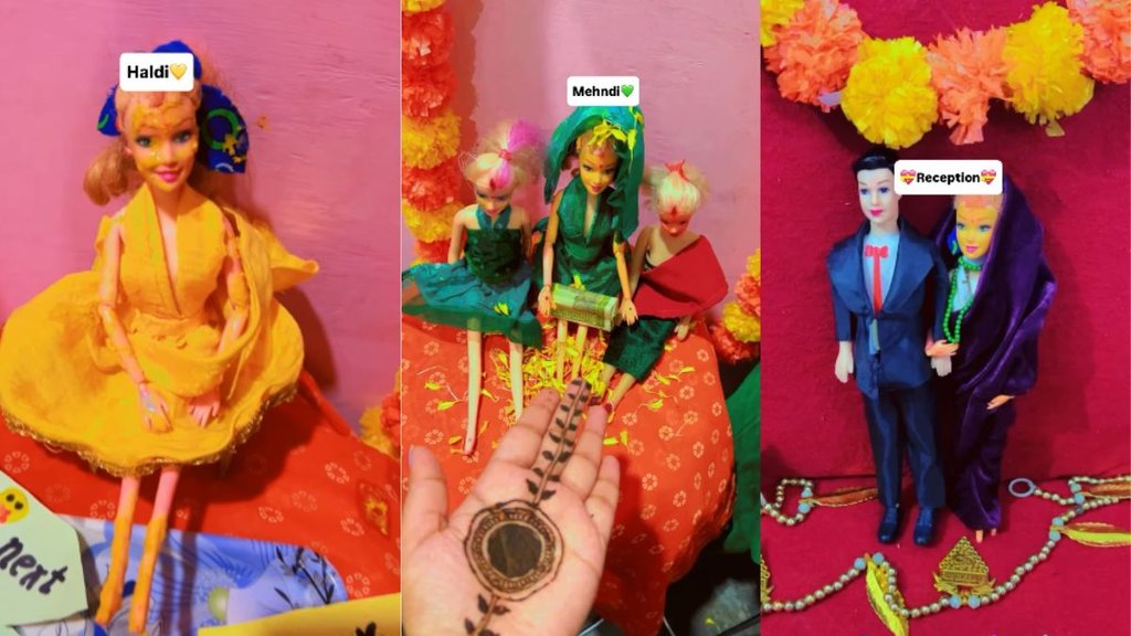 Viral Video Family celebrates doll wedding with Haldi Mehendi and Reception Netizens nostalgic