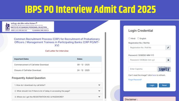 IBPS PO Interview Admit Card 2025, IBPS PO Call Letter 2025, IBPS PO Interview Date, IBPS PO Mains Result