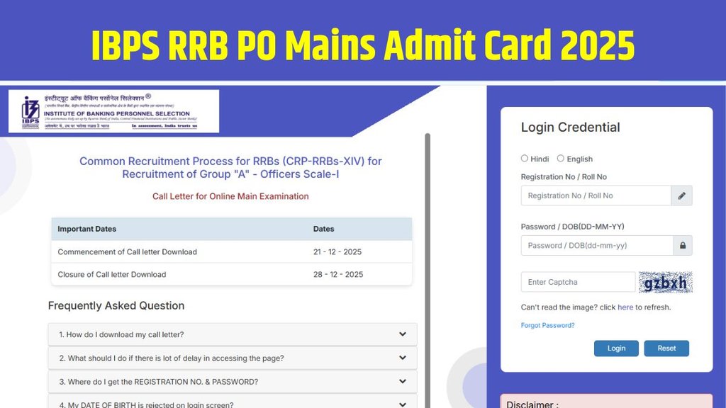 IBPS RRB PO Mains Admit Card 2025, IBPS RRB PO Admit Card, IBPS RRB PO Mains Exam 2025, ibps.in admit card