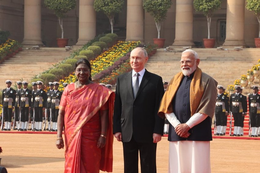 Putin ceremonial welcome Rashtrapati Bhavan