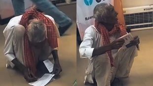 elderly man struggling at bank viral video