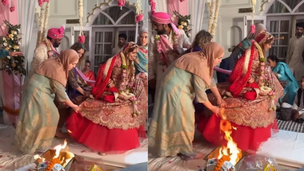Wedding Viral Video Friends join Bride during Pheras in hilarious clip Wedding Viral Video Friends join Bride during Pheras in hilarious clip