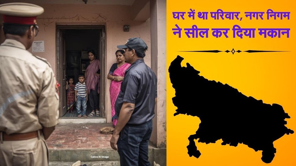 Aligarh Nagar Nigam, Nagar Nigam Seal, Nagar nigam Seal house with children inside,