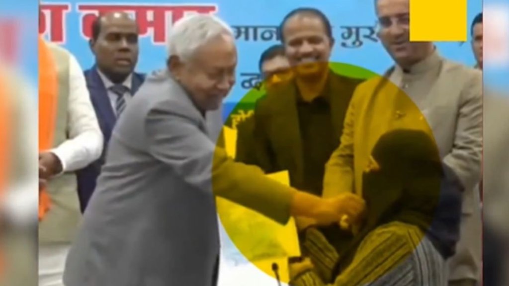 nitish kumar, muslim woman, doctor hijab nitish kumar, muslim woman, doctor hijab
