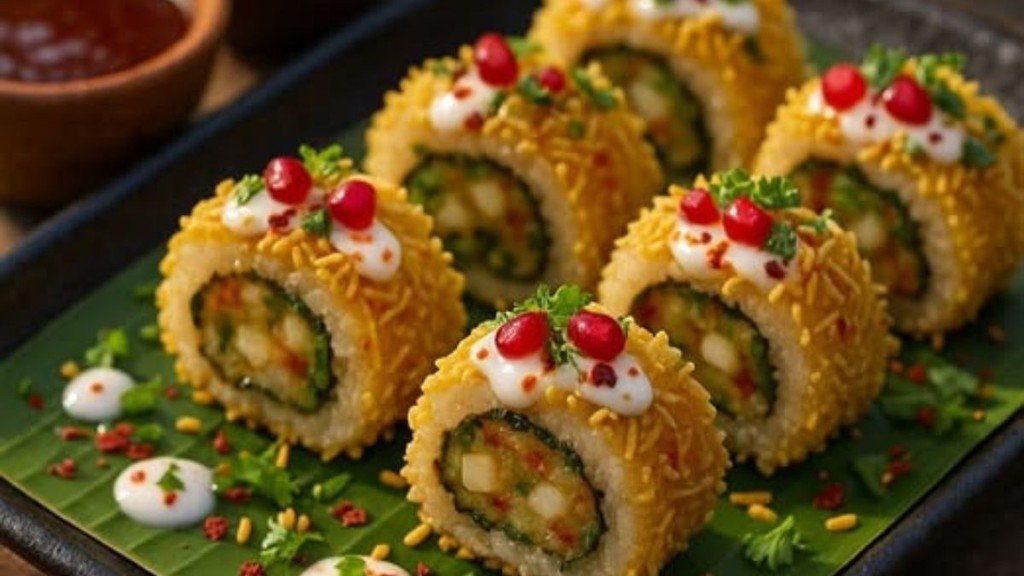 Aloo Chaat Recipe | Aloo Chaat Sushi Rolls Recipe | Indo Japanese fusion snack Sushi Recipe