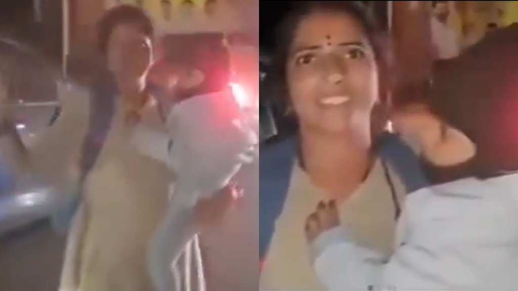 Viral Video Andhra Woman Constable with Child in Arms Helps Ambulance Through Traffic