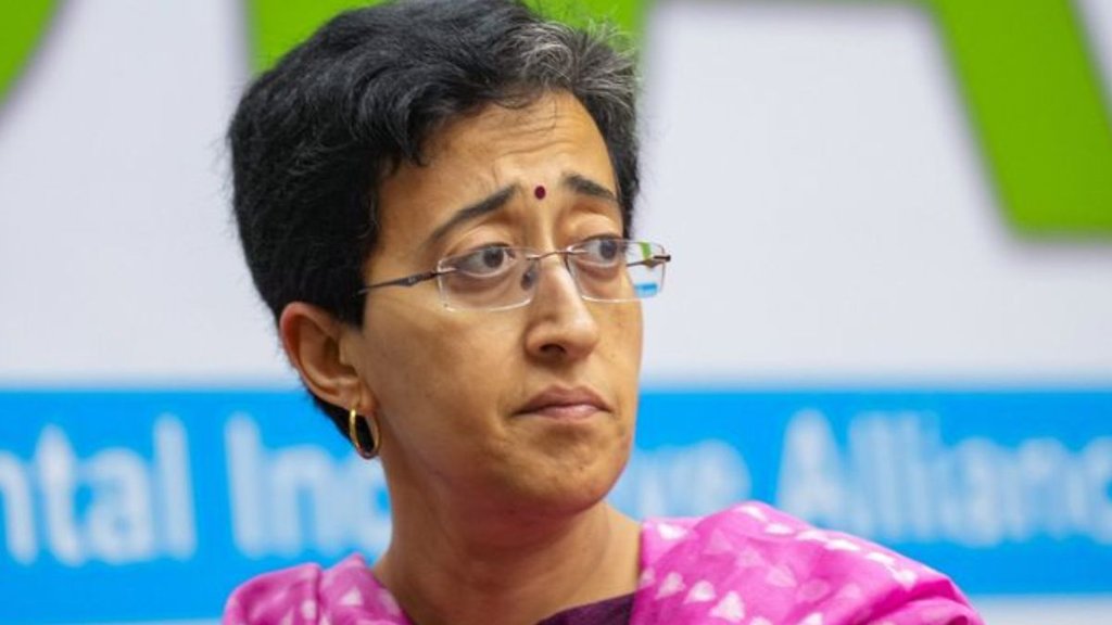 Delhi Assembly Atishi controversy, BJP protest Atishi, Atishi Guru Tegh Bahadur