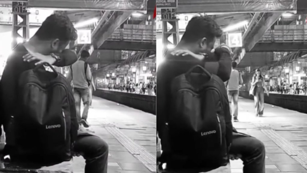 Man seen crying at mumbais Borivali railway station viral video sparks discussion on men emotional health