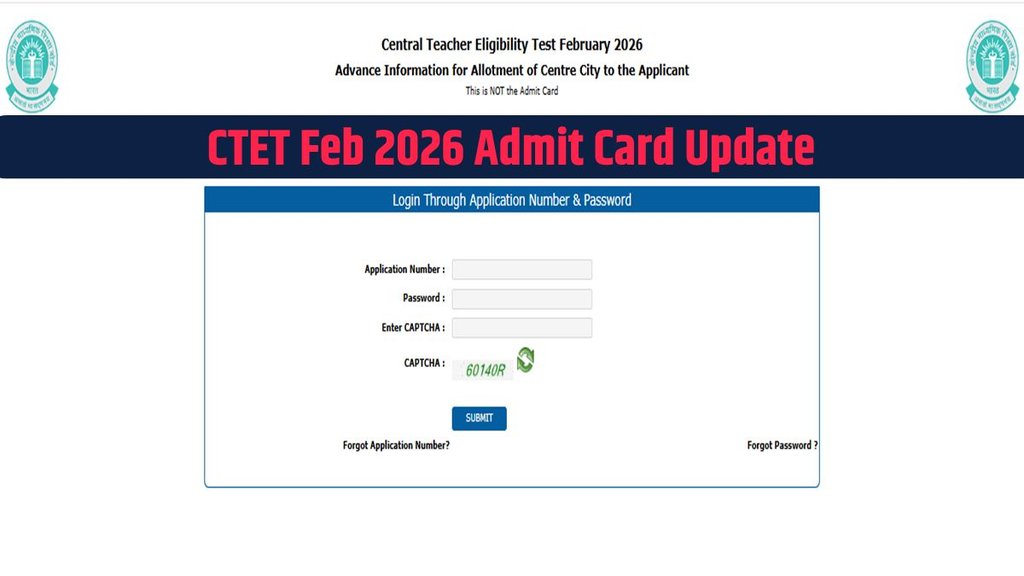 CTET 2026, CTET Feb 2026, CTET February, CTET 2026 Admit Card, CTET Exam City Slip