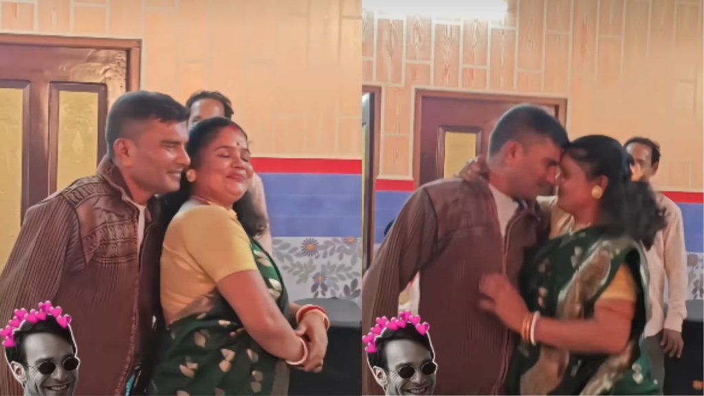 Mid Age couple performing a romantic dance at a public event in viral video