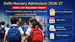 Delhi Nursery Admissions 2026-27: दिल्ली नर्सरी एडमिशन की पहली लिस्ट आज होगी जारी, जानें पूरी प्रक्रिया, उम्र सीमा और जरूरी दस्तावेज
