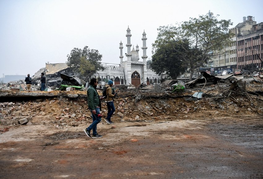 Stone pelting during demolition