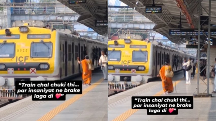 Viral Video Mumbai local stops mid departure to let elderly woman board netizens praise loco pilot for humanity