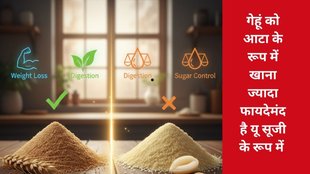 Sooji vs Atta for weight loss, Is semolina good for diabetes, सूजी और आटे में क्या अंतर है, Best flour for digestion, Glycemic index of Sooji vs Wheat Flour
