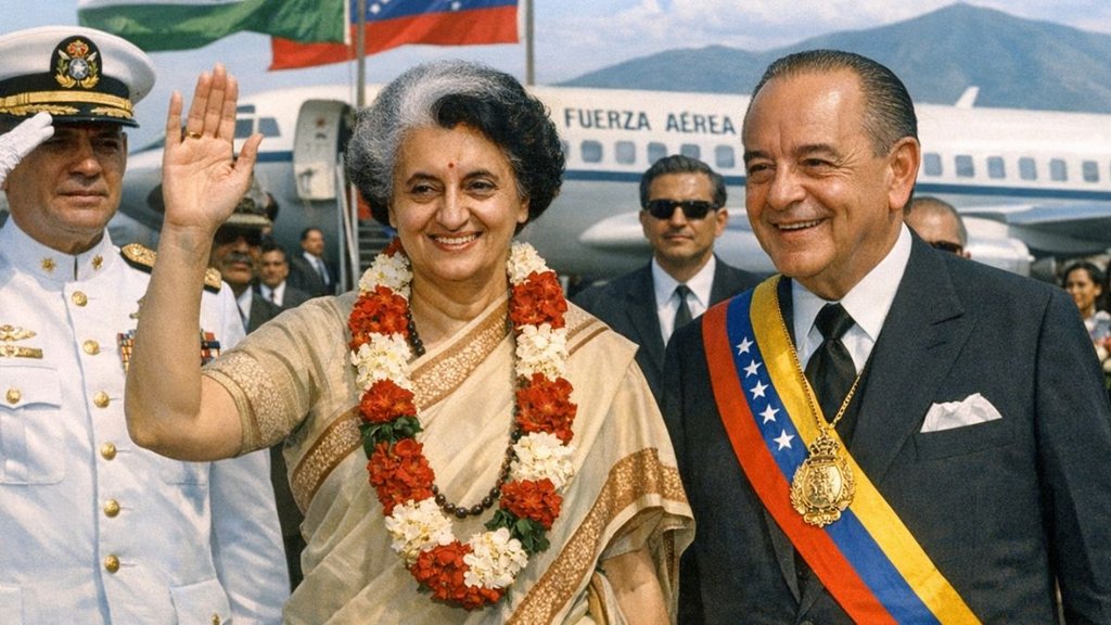 Indira Gandhi Venezuela tour, Indira Gandhi in Venezuela, Indira Gandhi Simon Bolivar Airport,