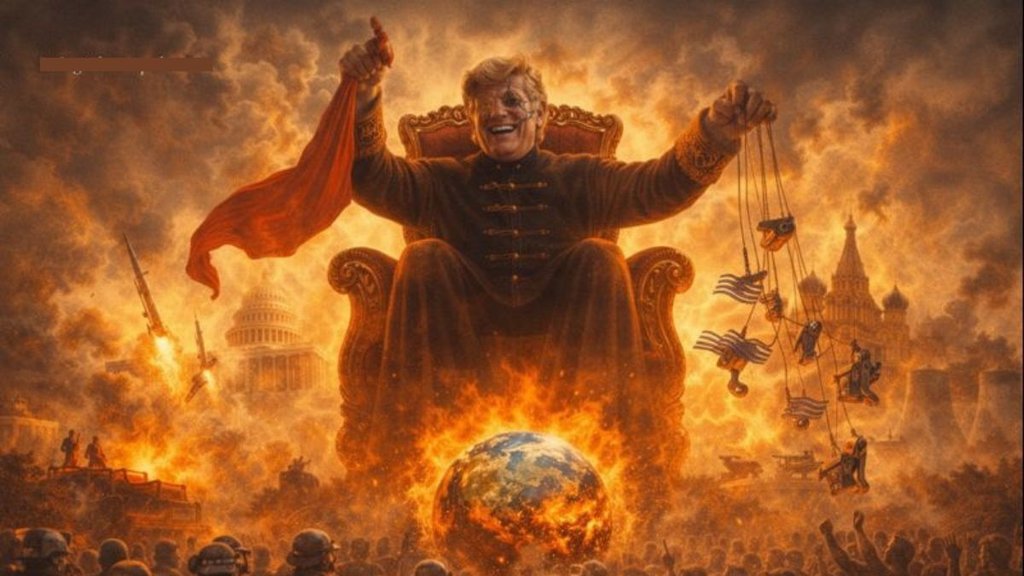 Global power politics satire, megambo symbolism