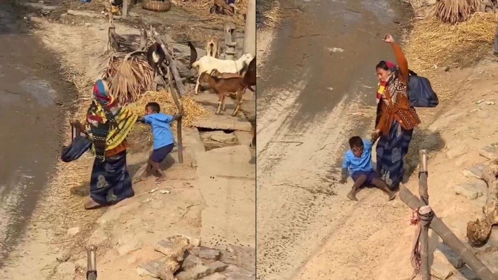 Mother taking child to school viral video
