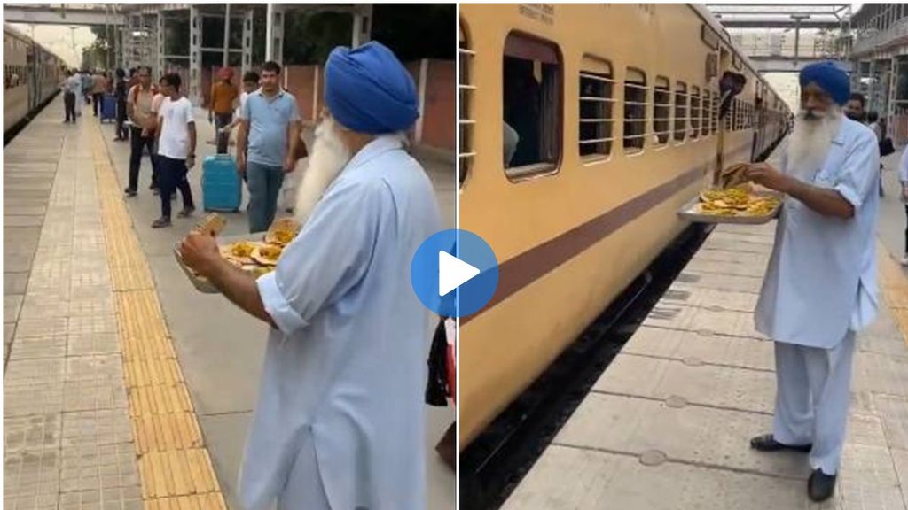 old sikh man, viral video, Barnala railway station, free food,