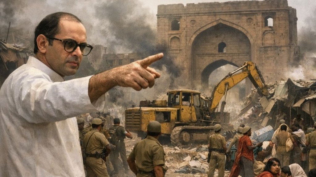 Turkman Gate demolition, Delhi MCD protest, Emergency 1976 history, Sanjay Gandhi beautification drive,