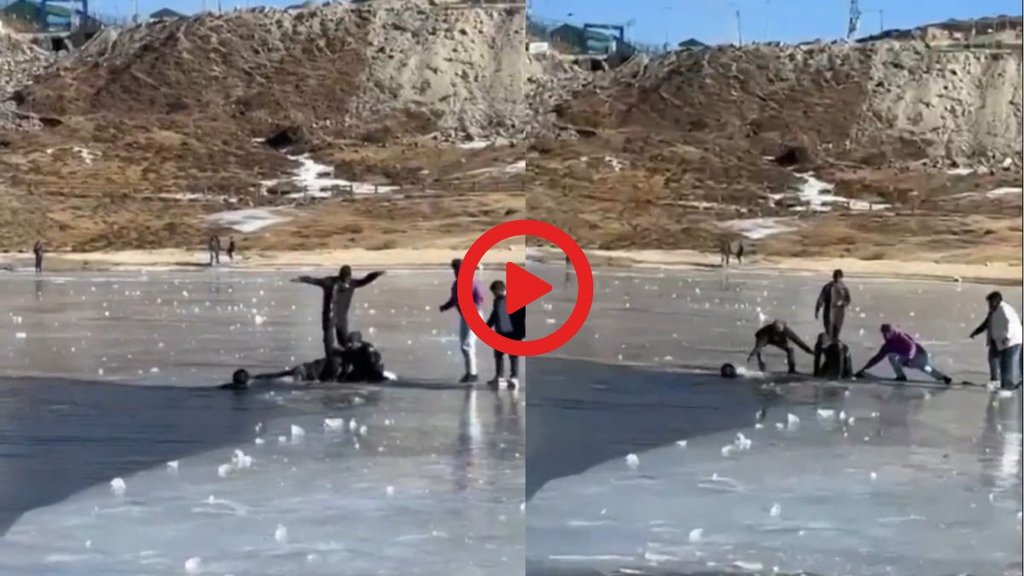 Viral Video Two Kerala tourists drown after slipping into frozen Sela Lake in Arunachal Pradesh