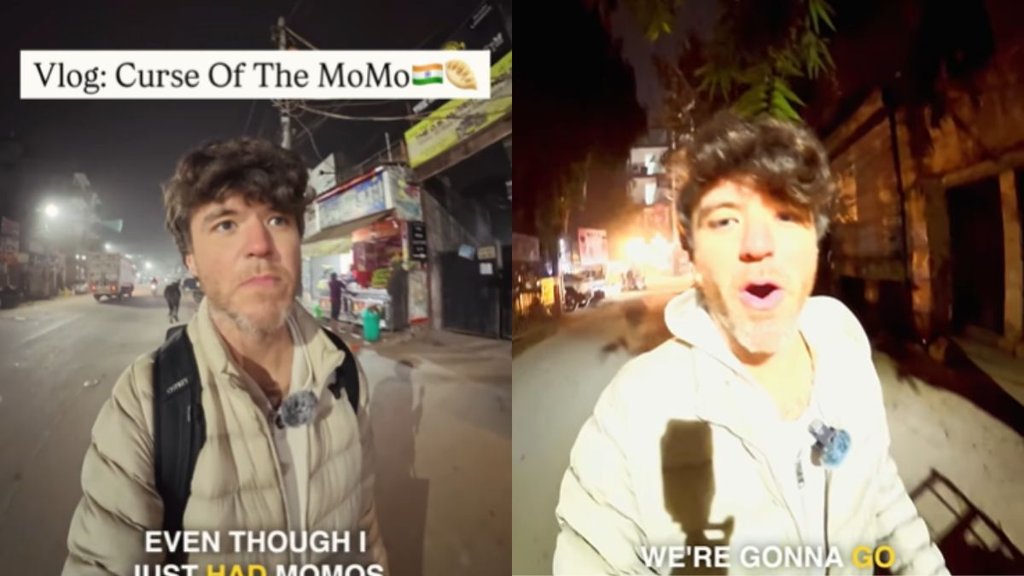 American man enjoying Indian momos in viral video