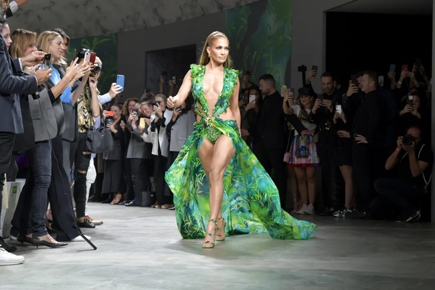 Versace green jungle dress