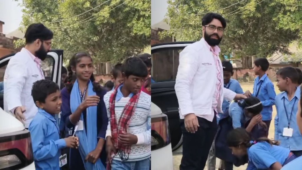 inspiring teacher 100km travel for school kids love viral video positive news