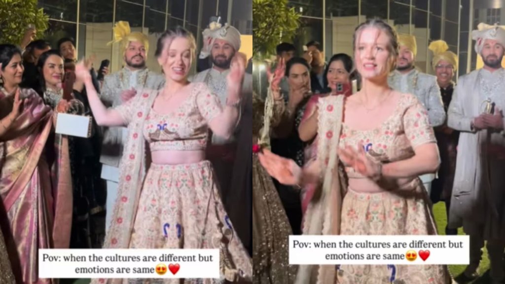 foreigner bhabhi dances at dever wedding on lo chali mai apni devar ki baraat lekar song viral video foreigner bhabhi dances at dever wedding on lo chali mai apni devar ki baraat lekar song viral video