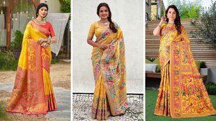 Yellow Saree Design, Makar Sankranti Saree Design, Yellow Saree Design Makar Sankranti 2026