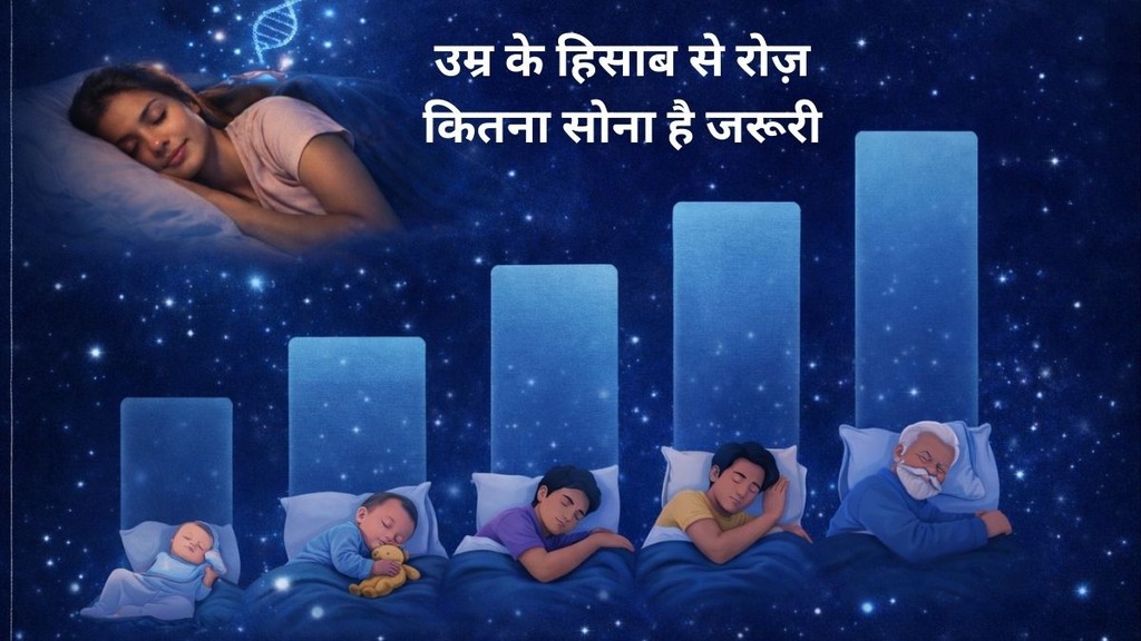 Recommended sleep by age chart, How many hours of sleep do I need, Age wise sleep requirement India, किस उम्र में कितना सोना चाहिए, नींद का सही समय चार्ट,
